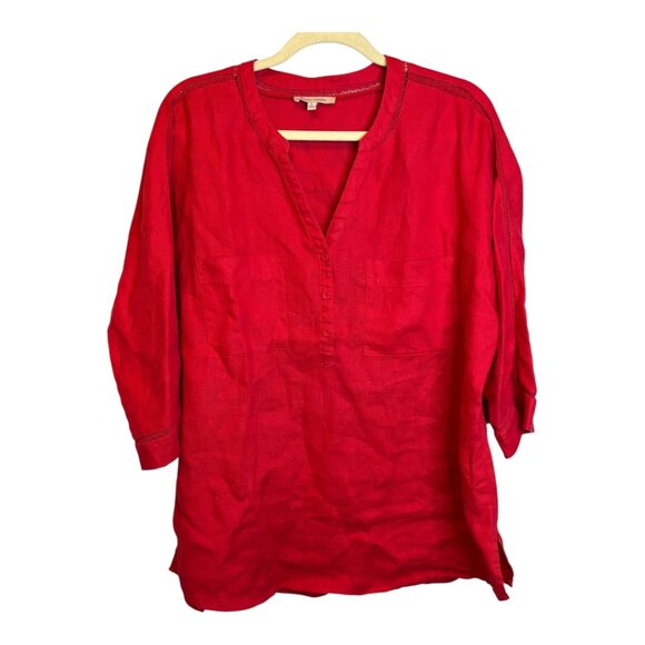 John Mark Blouse Women's Size Large Linen Office‎ Business Red - Picture 1 of 4